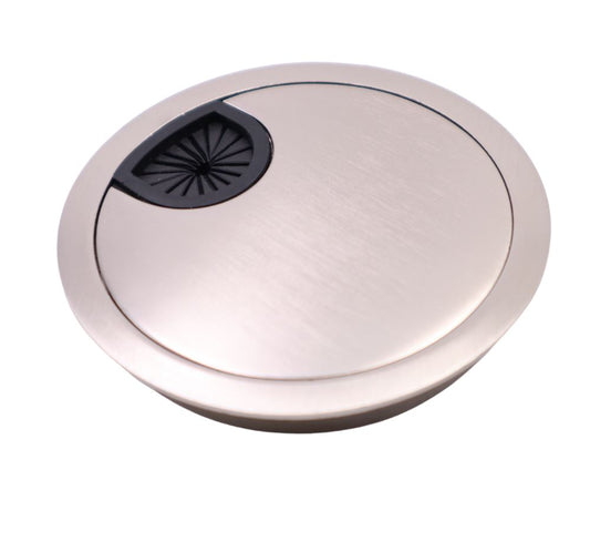 Metal Cable Grommet with rubber hole - Brushed Steel Ø80mm Furnica 