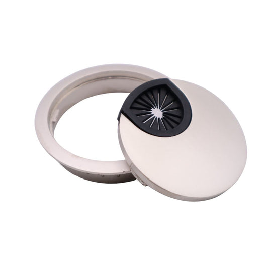 Metal Cable Grommet with rubber hole - Satin Ø60mm Furnica 