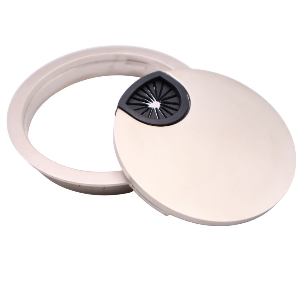 Metal Cable Grommet with rubber hole - Satin Ø80mm Furnica 