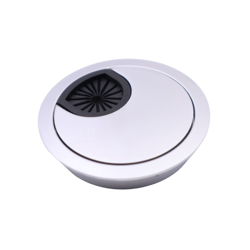 Metal Cable Grommet with rubber hole - Silver Ø60mm Furnica 