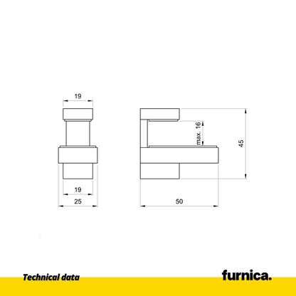 Glass and Plate holder L shaped - small - Chrome Matt (2) – Furnica