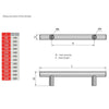T-Bar Furniture Pull Handle 96mm (150mm total length) ﻿Brushed Steel/Nickel