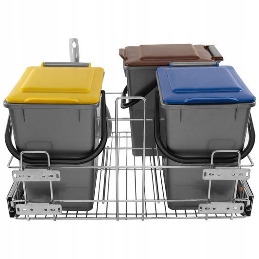 Pull-Out Kitchen Waste Bin Soft-Close - 600mm Cabinet Furnica 