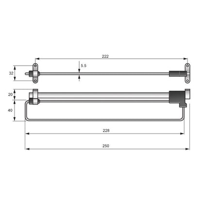 Pull Out Wardrobe Rail 250mm - Chrome NTP 
