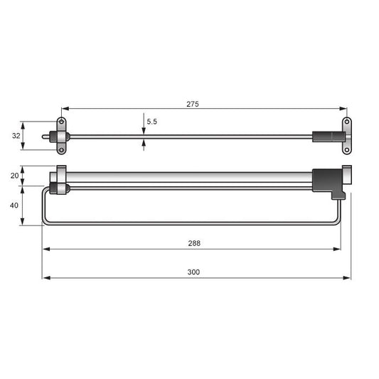 Pull Out Wardrobe Rail 300mm - Chrome NTP 