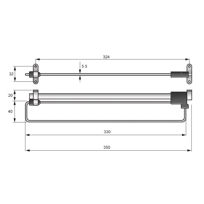 Pull Out Wardrobe Rail 350mm - Chrome