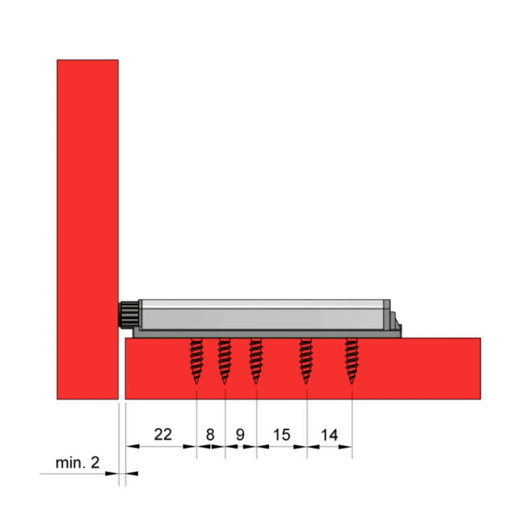 Push to Open latch - Spring Hinges - with rubber tip Zinc/Grey Furnica 