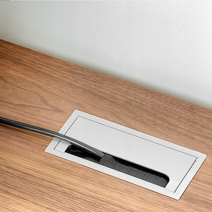Rectangular Aluminum Cable Grommet 160x80mm, Silver "Wave" Furnica 