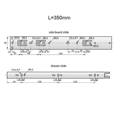 Set of Auto-Lock Ball Bearing Slides (left and right), H45 NTP 