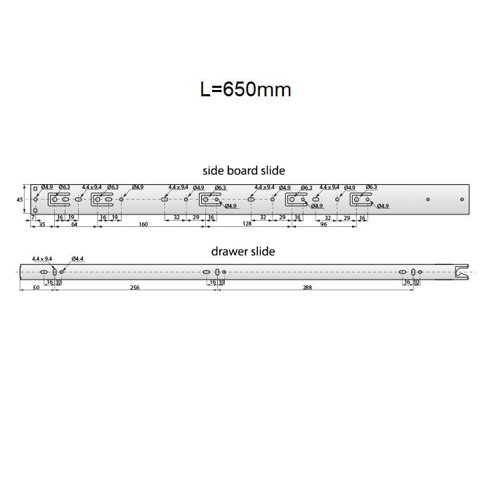 Set of Auto-Lock Ball Bearing Slides (left and right), H45 NTP 