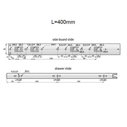 Set of Auto-Lock Ball Bearing Slides (left and right), H45 NTP 