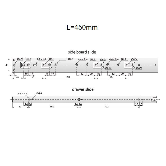 Set of Auto-Lock Ball Bearing Slides (left and right), H45 NTP 