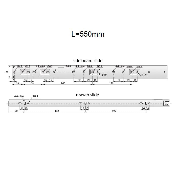 Set of Auto-Lock Ball Bearing Slides (left and right), H45 NTP 