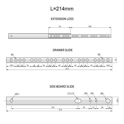 Set of Ball Bearing Slides (left and right), H17 NTP 