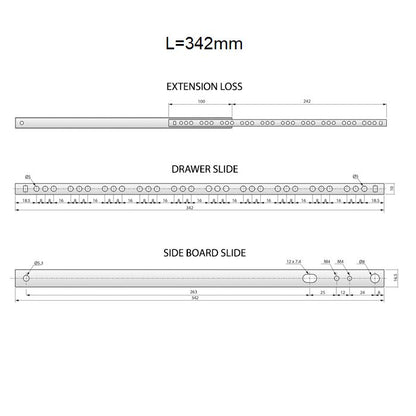 Set of Ball Bearing Slides (left and right), H17 NTP 