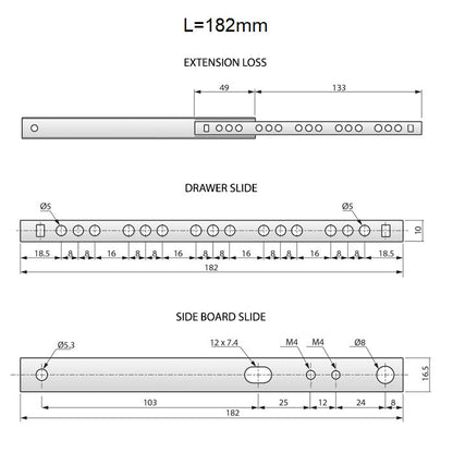Set of Ball Bearing Slides (left and right), H17 NTP 
