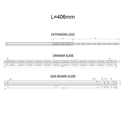 Set of Ball Bearing Slides (left and right), H17 NTP 