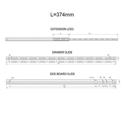 Set of Ball Bearing Slides (left and right), H17 NTP 