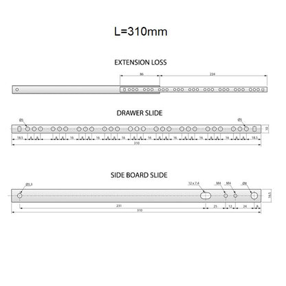 Set of Ball Bearing Slides (left and right), H17 NTP 