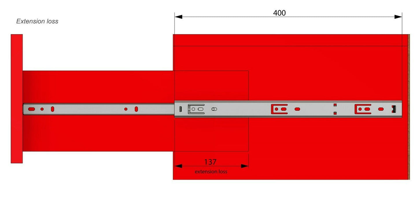 Set of Ball Bearing Slides (left and right), H27 Furnica 