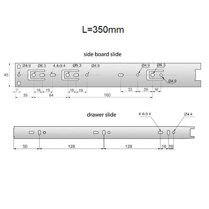 Set of Ball Bearing Slides (left and right), H45 NTP 