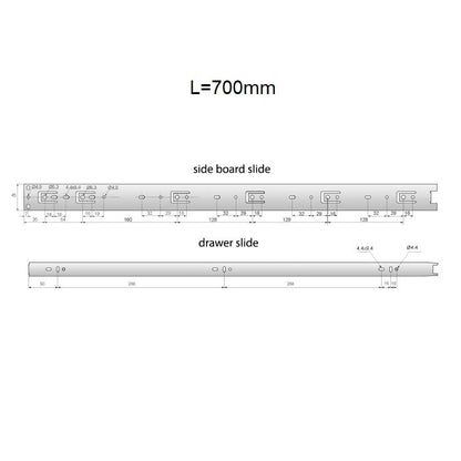 Set of Ball Bearing Slides (left and right), H45 NTP 
