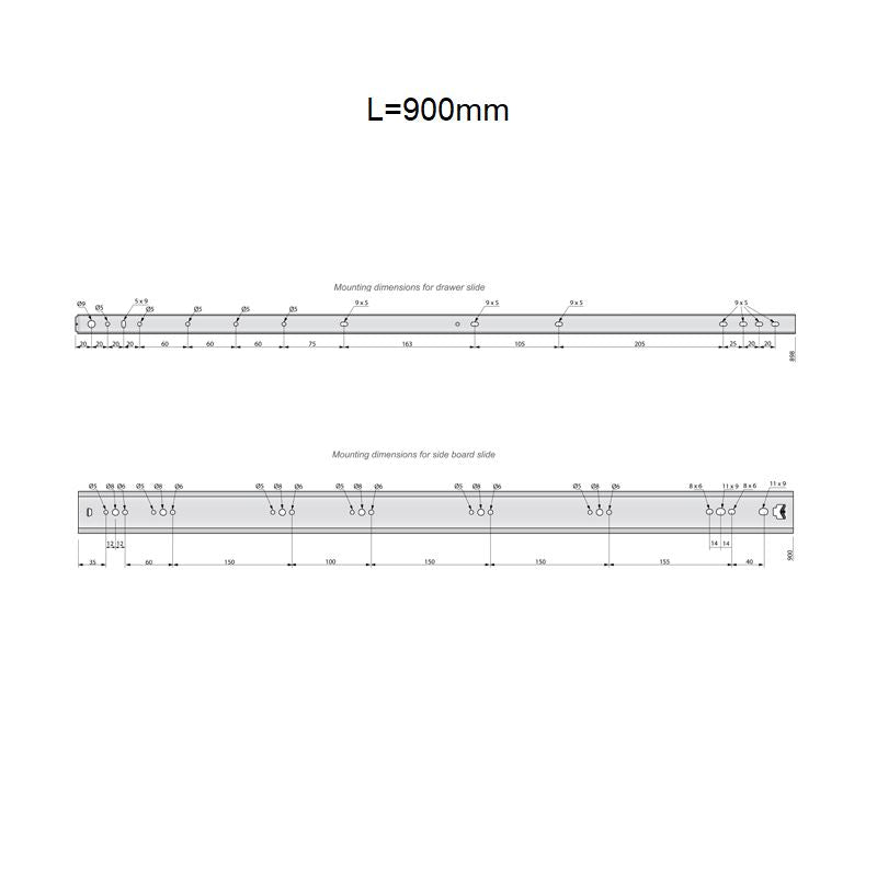 Set of Ball Bearing Slides (left and right), H53 NTP 