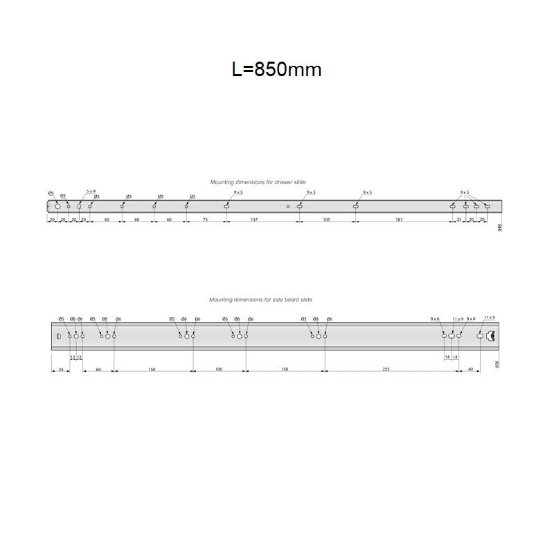 Set of Ball Bearing Slides (left and right), H53 NTP 