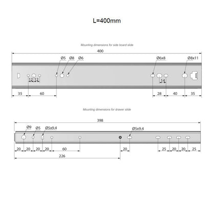Set of Ball Bearing Slides (left and right), H53 NTP 