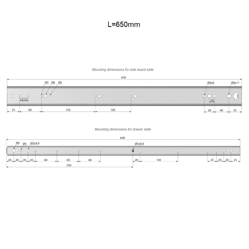 Set of Ball Bearing Slides (left and right), H53 NTP 