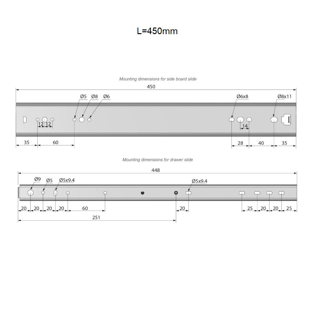 Set of Ball Bearing Slides (left and right), H53 NTP 