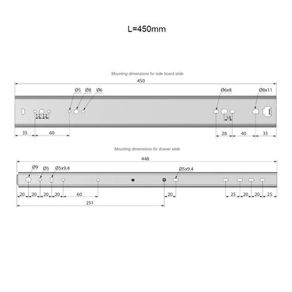 Set of Ball Bearing Slides (left and right), H53 NTP 