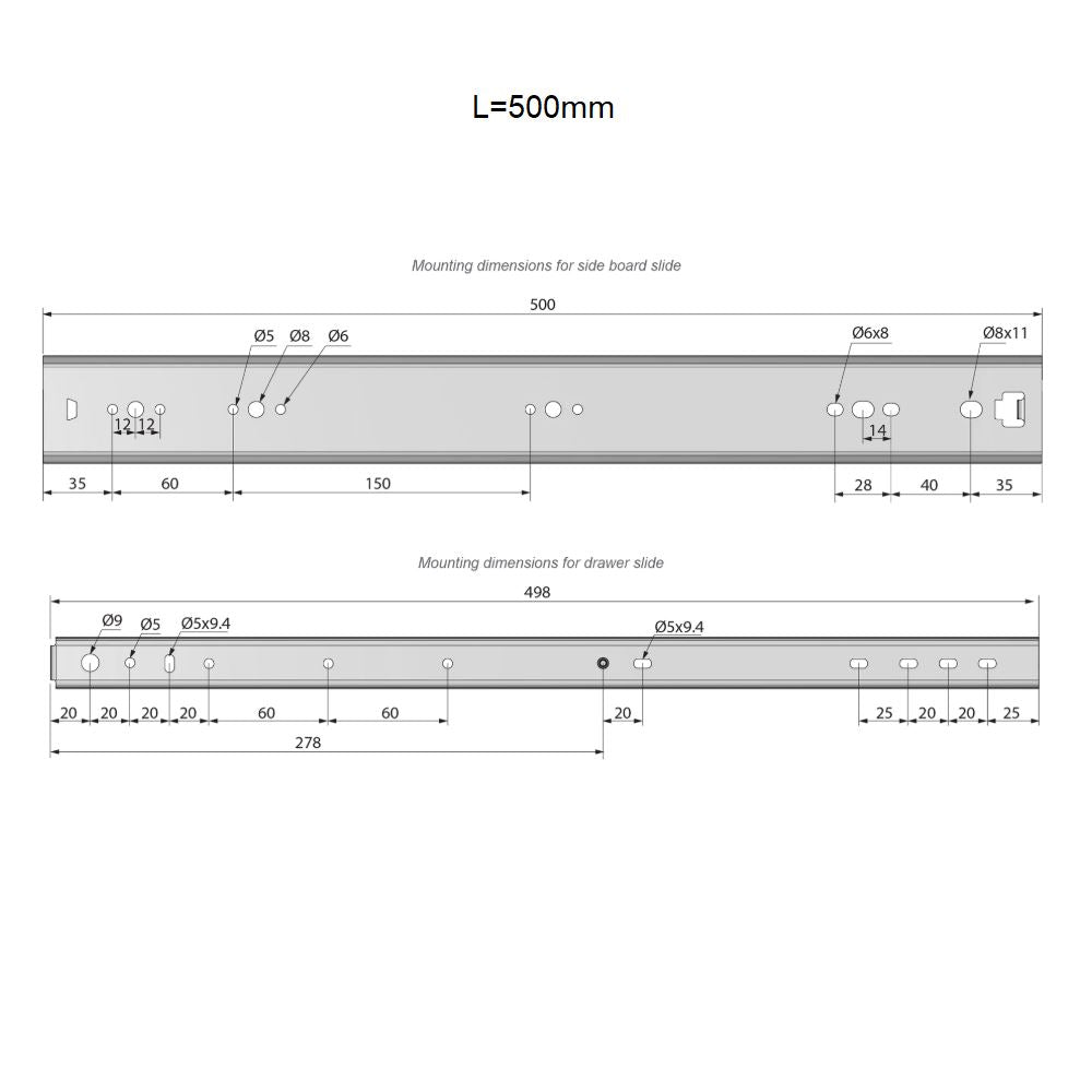 Set of Ball Bearing Slides (left and right), H53 NTP 