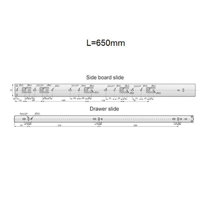 Set of Push-to-Open Ball Bearing Slides (left and right), H45 NTP 