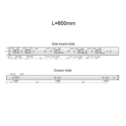 Set of Push-to-Open Ball Bearing Slides (left and right), H45 NTP 