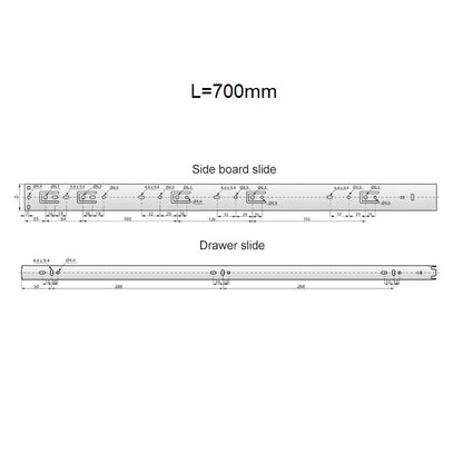 Set of Push-to-Open Ball Bearing Slides (left and right), H45 NTP 