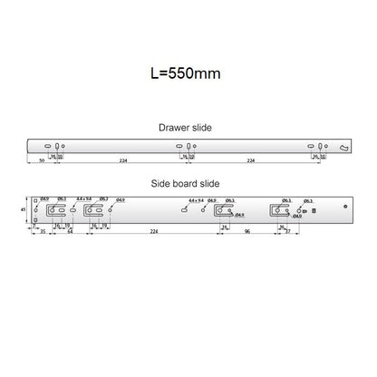 Set of Soft-Close Ball Bearing Slides (left and right), H45 NTP 