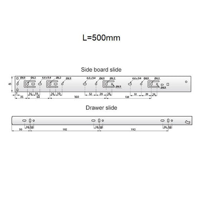 Set of Soft-Close Ball Bearing Slides (left and right), H45 NTP 