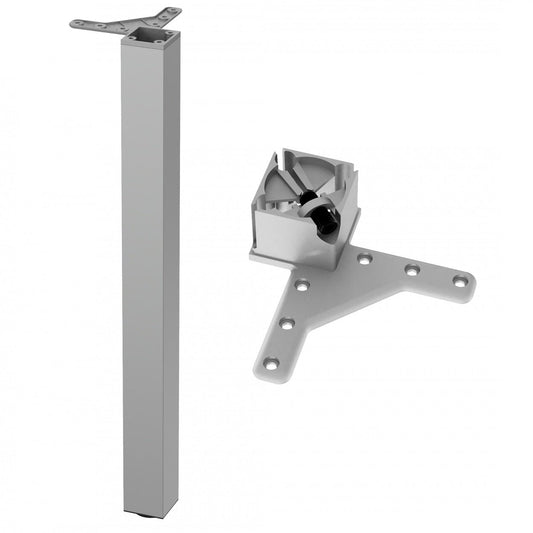 Square Furniture Leg 710mm, Satin, ZnAl Mounting Plate Furnica 