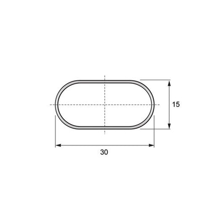 Wardrobe Oval Hanging Rail 15x30mm L3000mm, Chrome NTP 