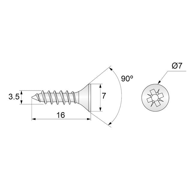 Wood Screws PZ2 3.5x16mm White Zinc (1000 pcs) NTP 