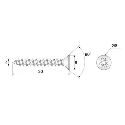 Wood Screws PZ2 4.0x30mm White Zinc (1000 pcs) NTP 